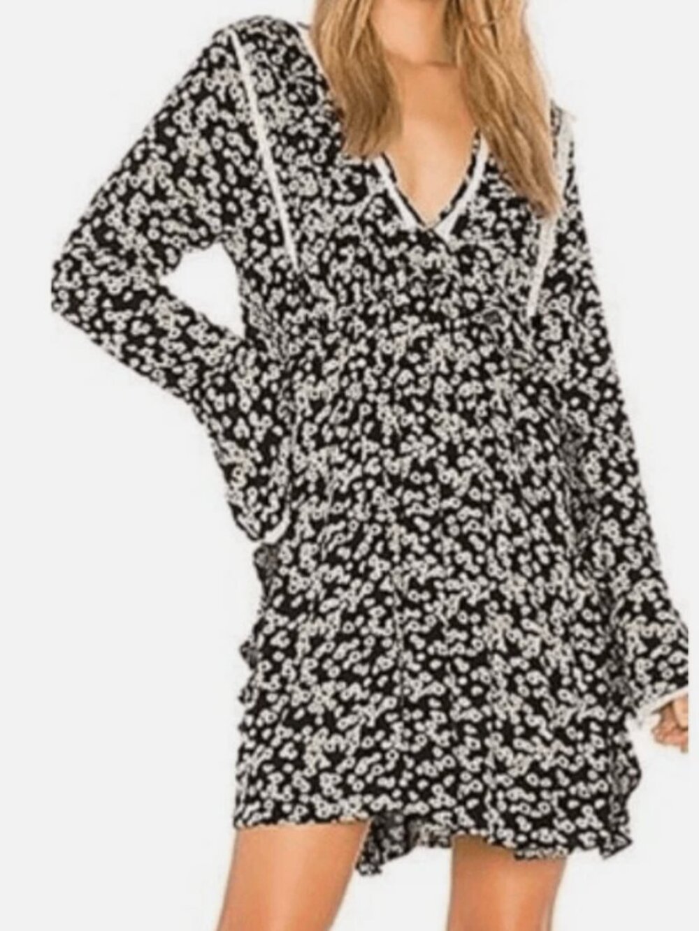 Free People babydoll tunic floral dress Womens Size Medium Boho Oversized Fall